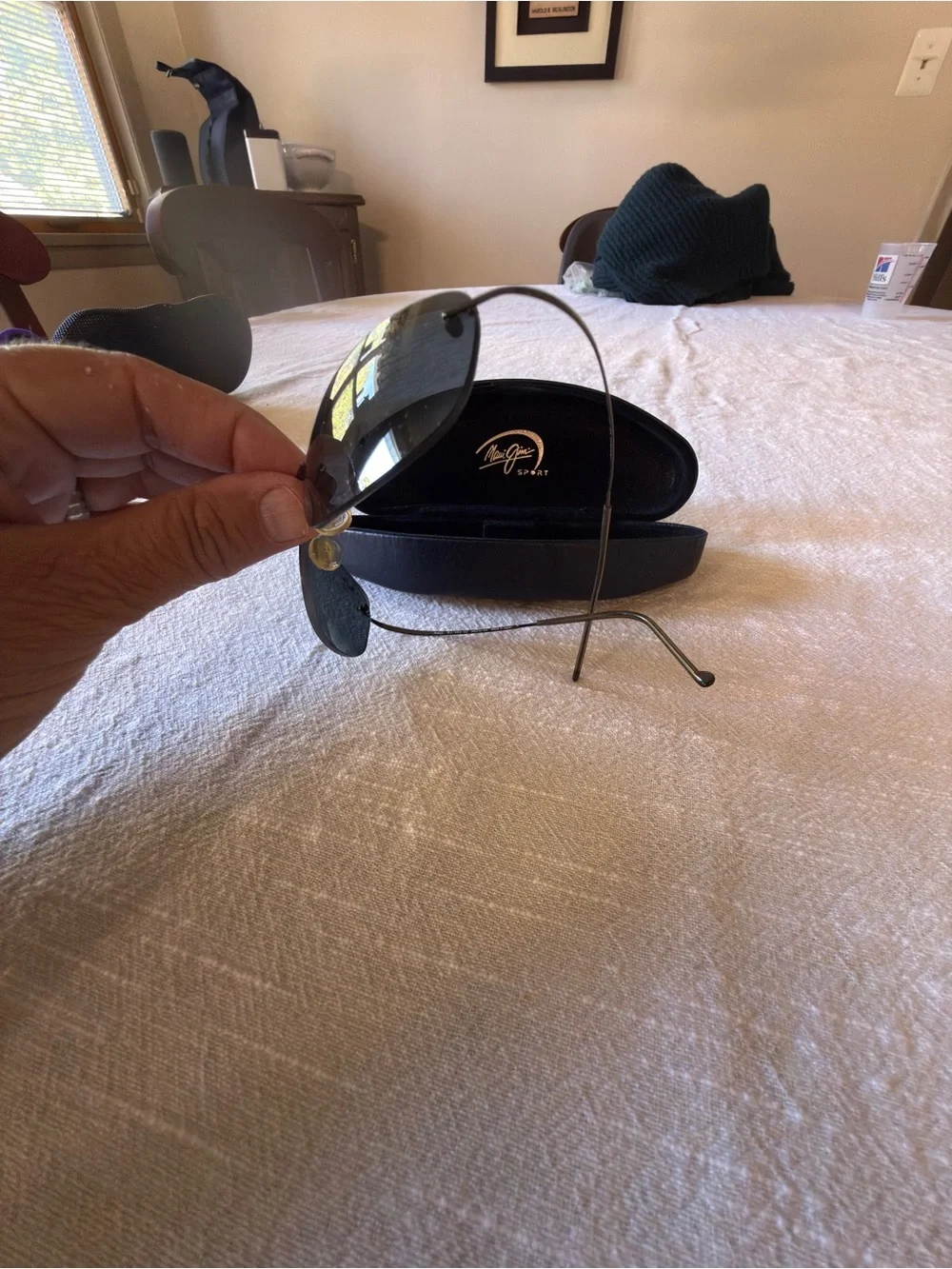 Maui Jim Gold Rimless Sunglasses with Dark Smoke Lenses - Picture 8 of 8